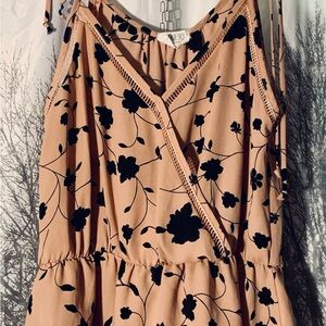 Sienna Sky dusty roses pink and Black floral print with Spaghetti straps